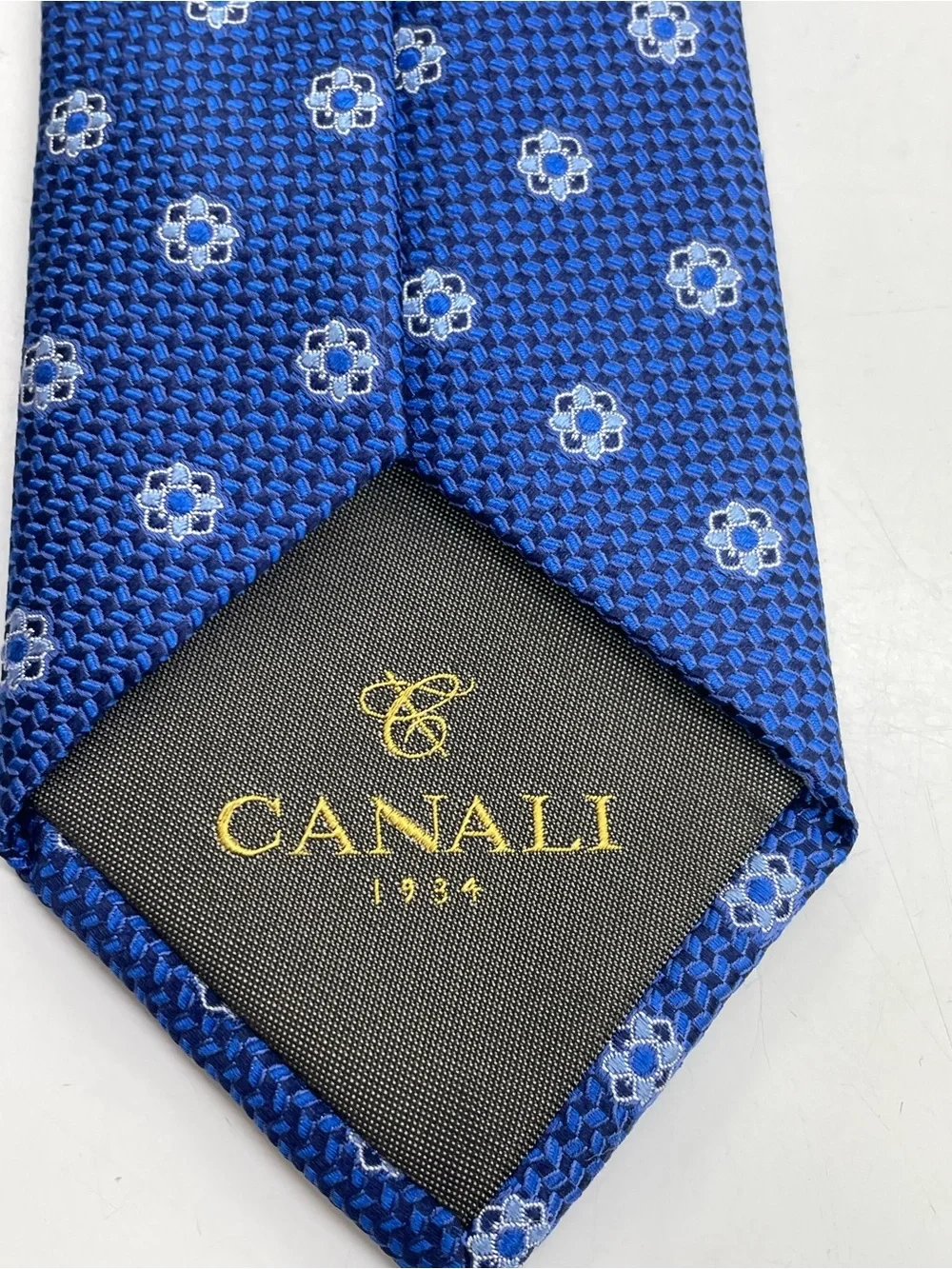 Canali Royal Blue Floral-Accent Men's Tie